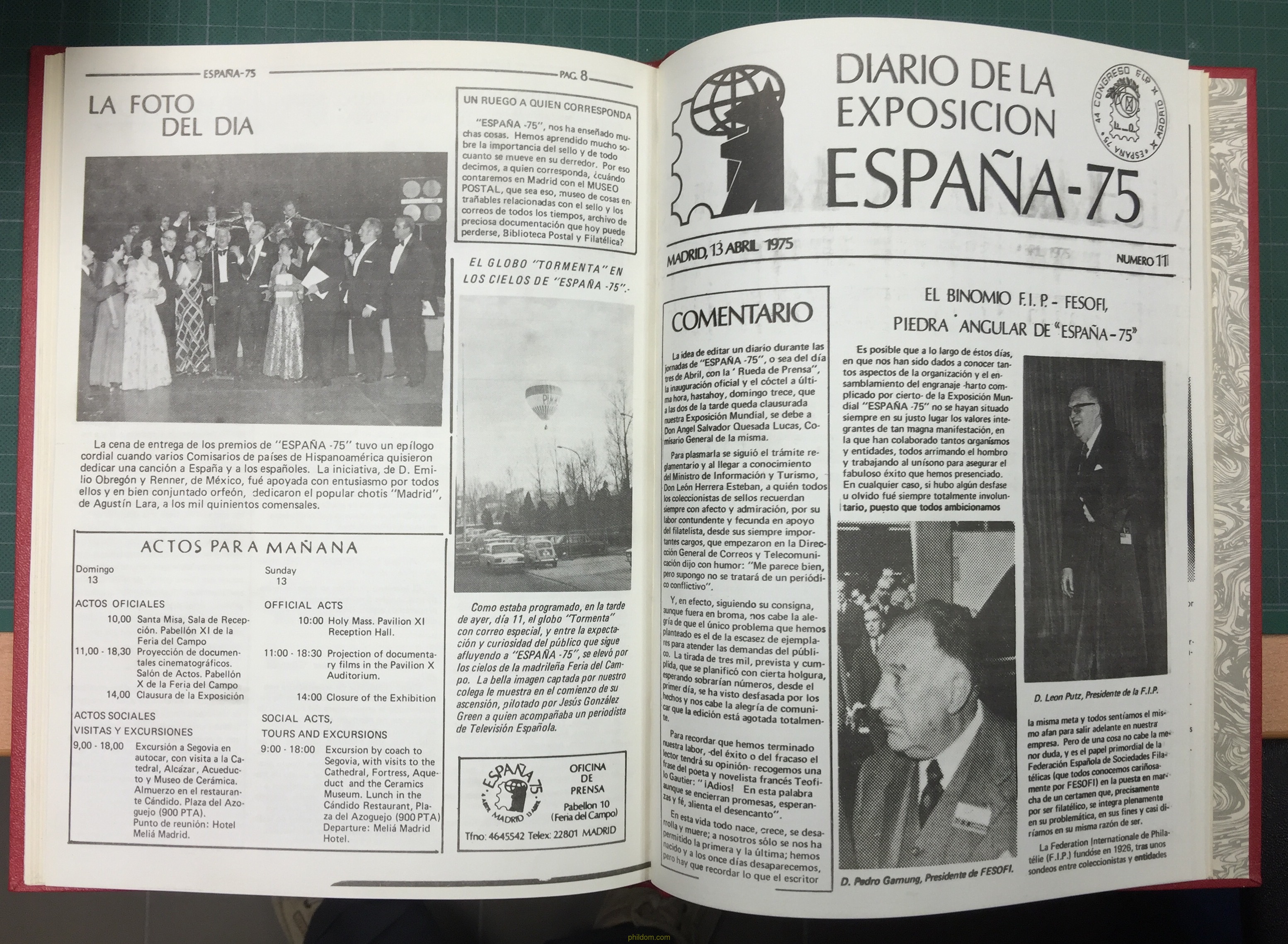 Diario de la Exposición Filatelica España-75 Phildom