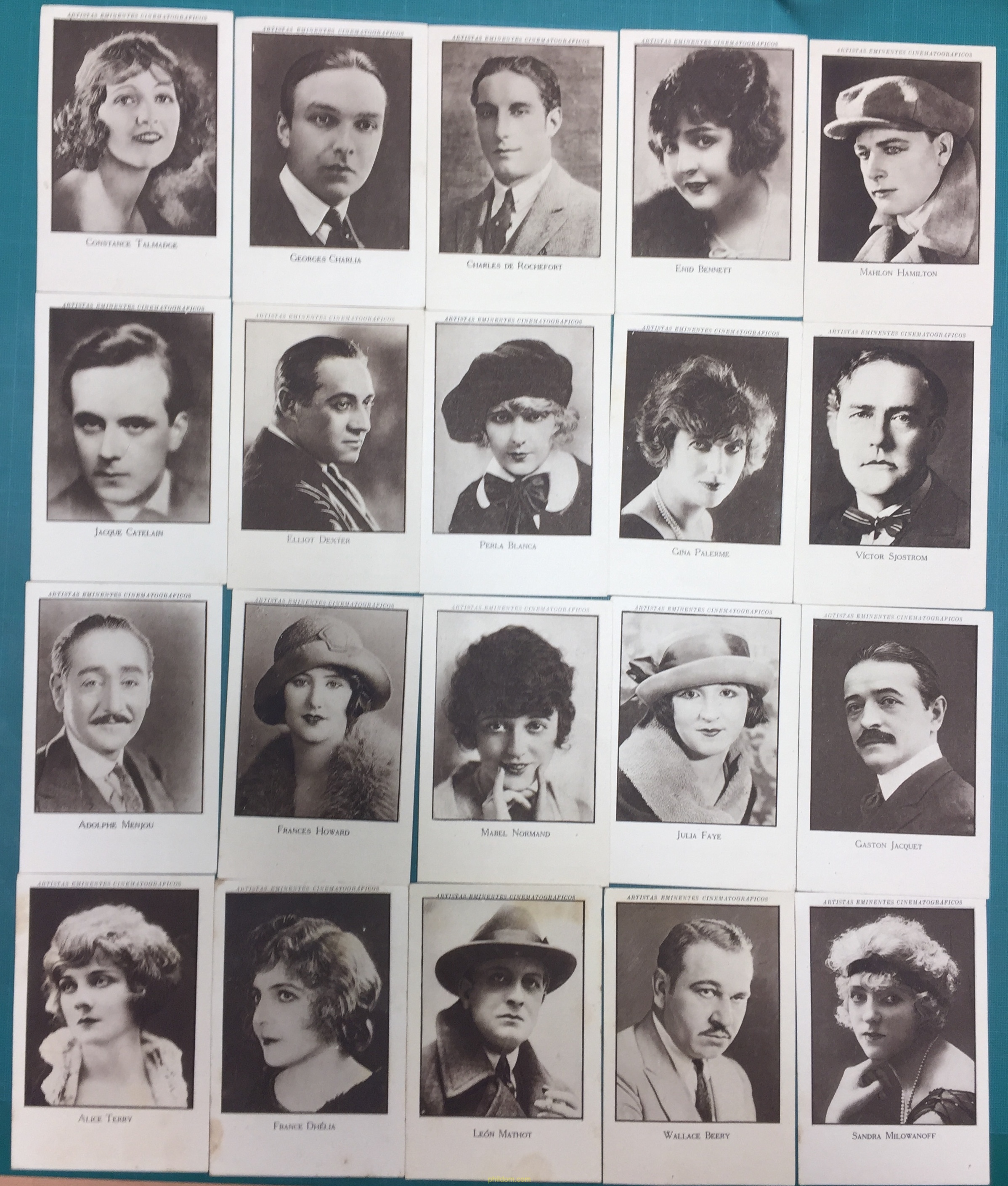 20 CROMOS SERIE X ARTISTAS EMINENTES CINEMATOGRÁFICOS COMPLETA CHOCOLATES JAIME BOIX
