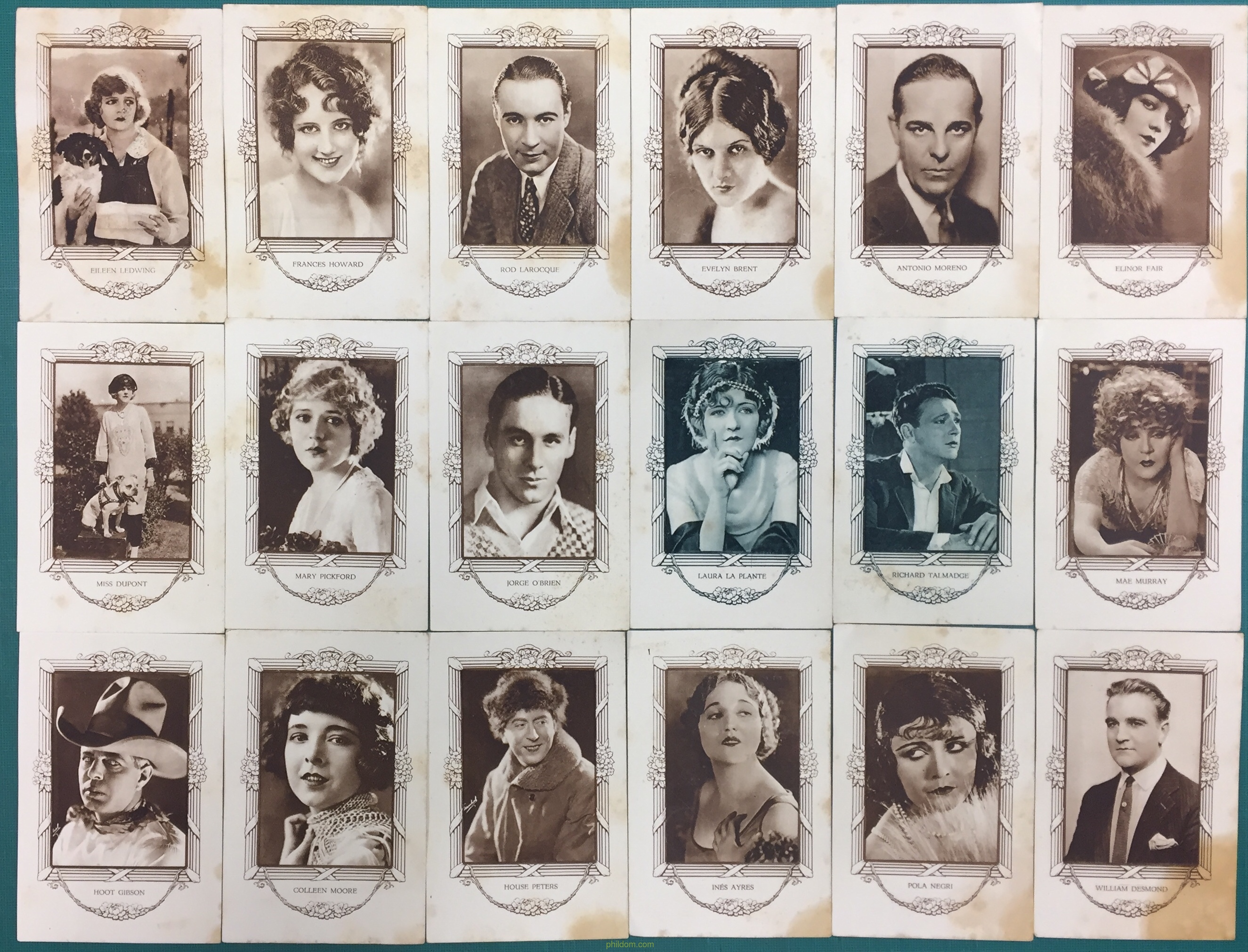 18 CROMOS ARTISTAS DE CINE DE FAMA MUNDIAL SERIE G CHOCOLATES JUNCOSA PAÑELLA