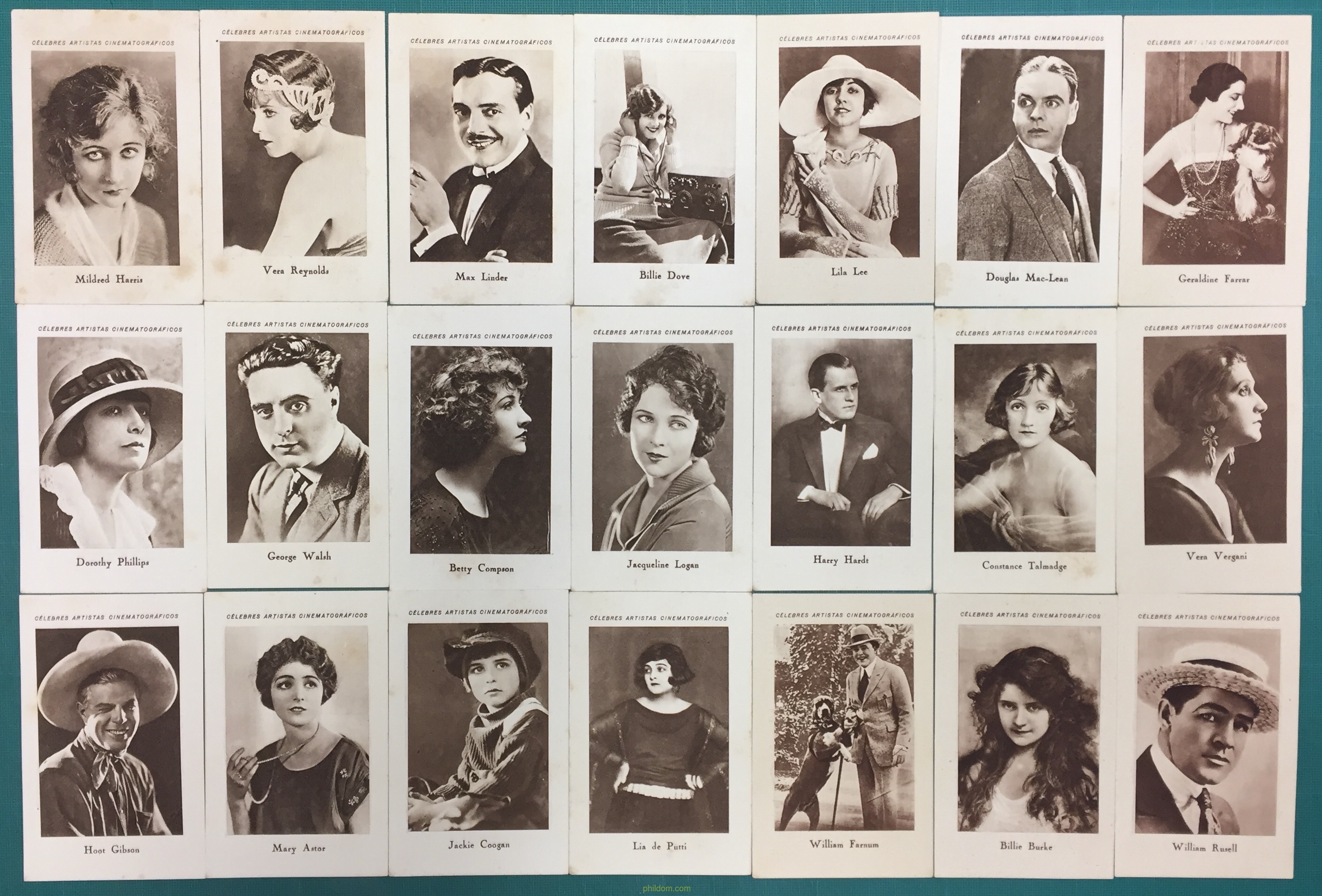 21 CROMOS ARTISTAS DE CINE DE FAMA MUNDIAL SERIE F CHOCOLATES JUNCOSA PAÑELLA