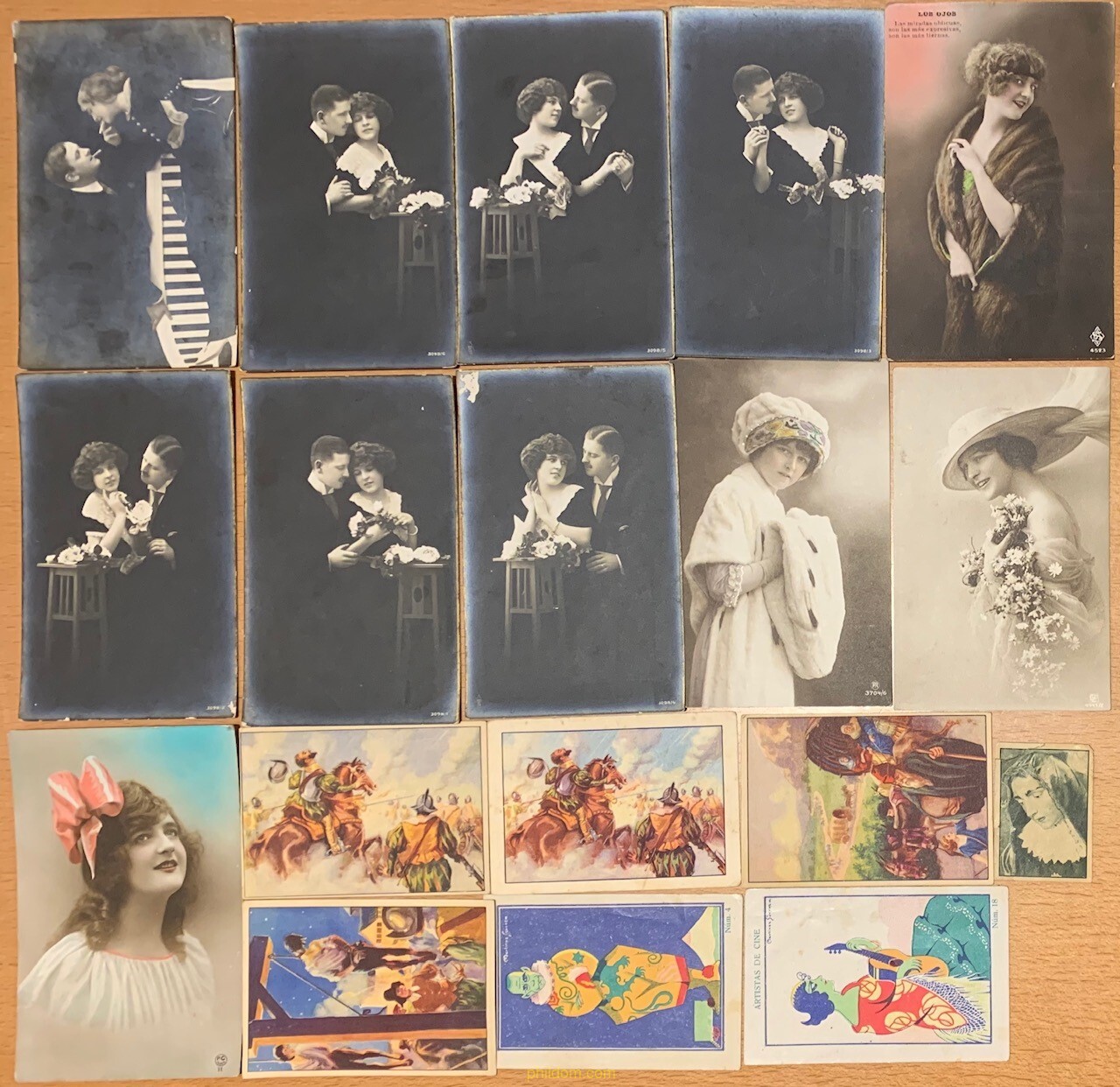 Lote 18 postales y cromos antiguas