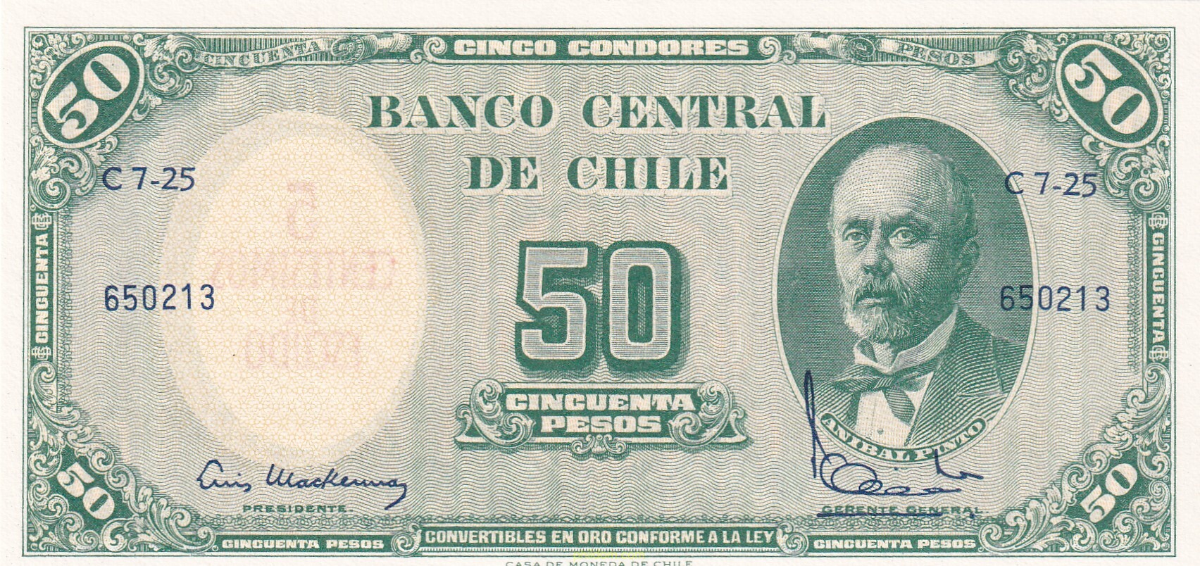 CHILE 50 PESOS 1960