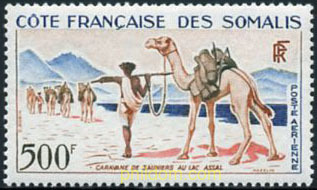 CARAVANA DE SALINEROS EN EL LAGO ASSAL.