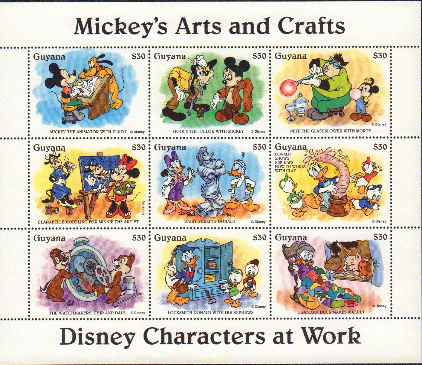 LOS PERSONAJES DE DISNEY EN EL TRABAJO. PROMOCION DE LA FILATELIA