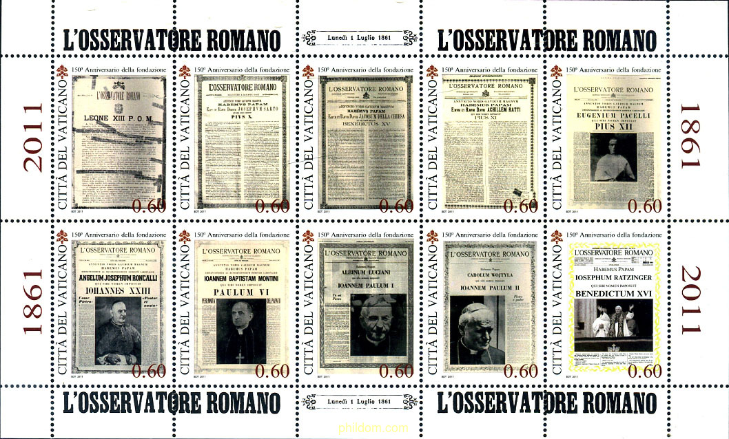 150 ANIVERSARIO DE LA FUNDACION DEL PERIODICO EL OBSSERVATORE ROMANO