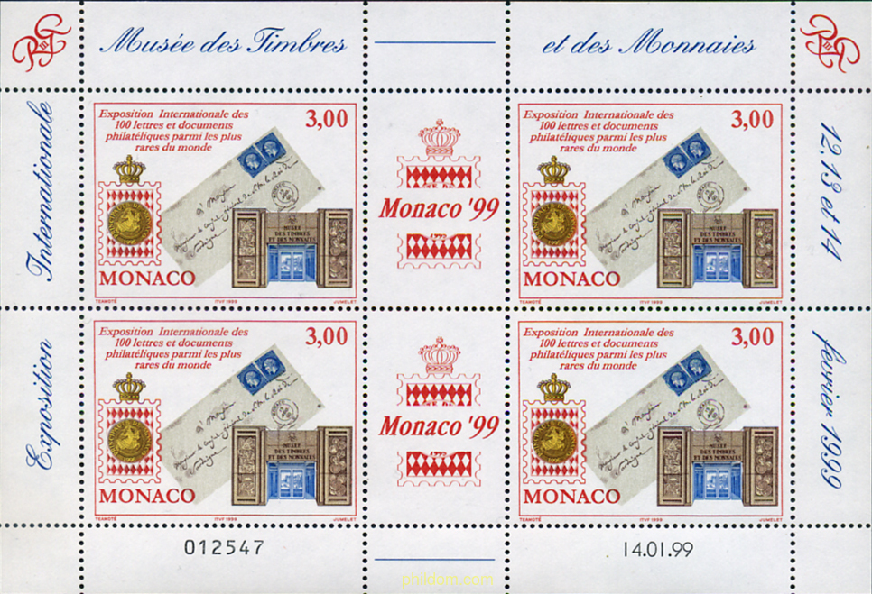 MONACO 99. EXPOSICION FILATELICA INTERNACIONAL