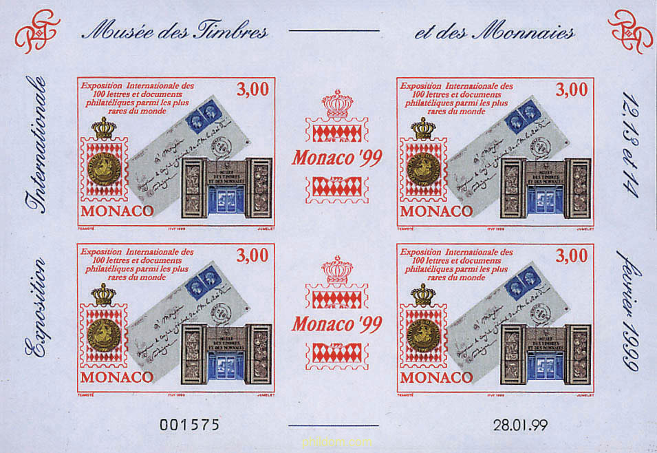 MONACO 99. EXPOSICION FILATELICA INTERNACIONAL