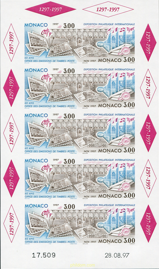 60 ANIVERSARIO DE LA OFICINA DE EMISIONES DE SELLOS Y EXPOSICION FILATELICA INTERNACIONAL DE MONACO