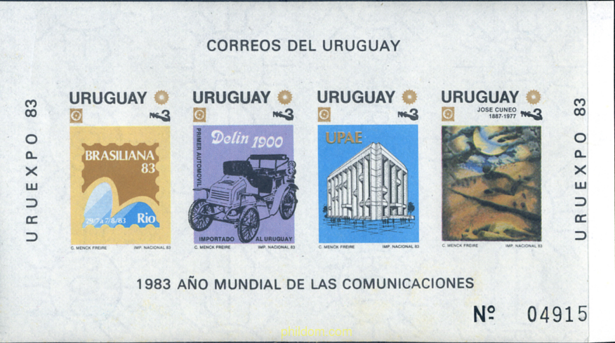 EXPOSICION FILATELICA Y AÑO MUNDIAL DE LAS COMUNICACIONES. "URUEXPO'83"