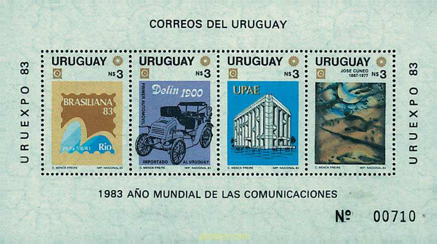 EXPOSICION FILATELICA Y AÑO MUNDIAL DE LAS COMUNICACIONES. "URUEXPO'83"