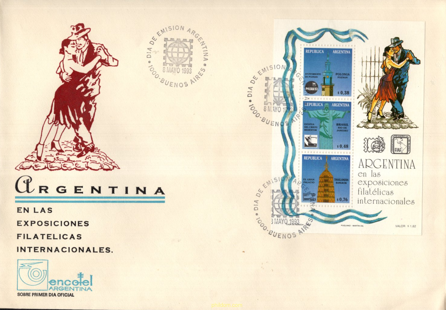 ARGENTINA EN LAS EXPOSICIONES FILATELICAS DE 1993