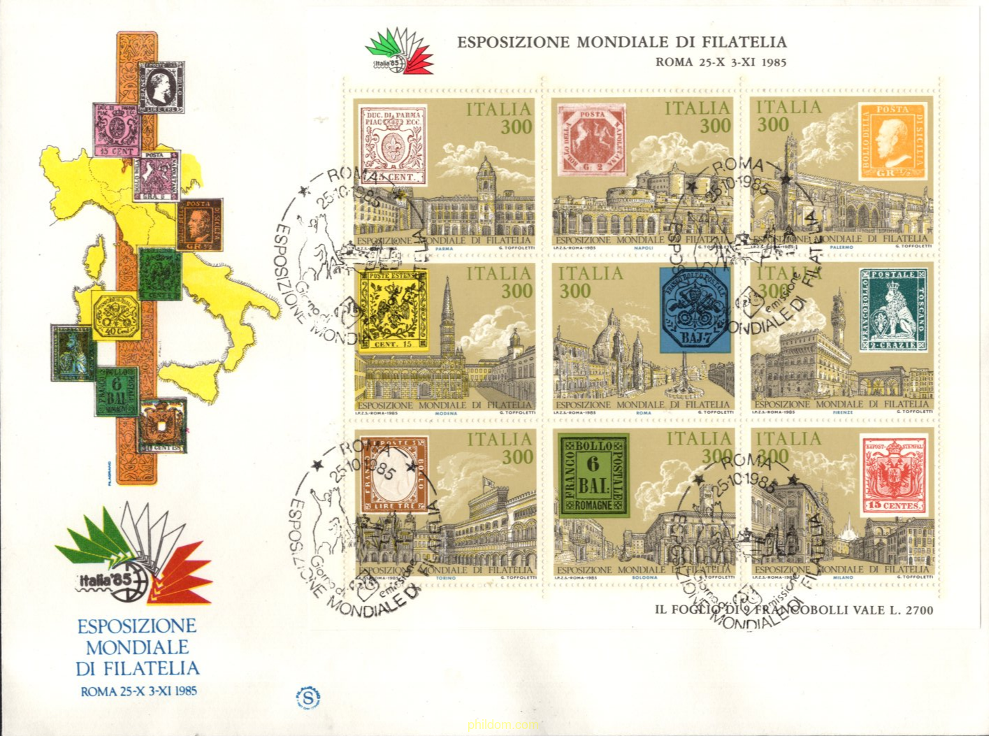 ITALIA 85. EXPOSICION FILATELICA INTERNACIONAL
