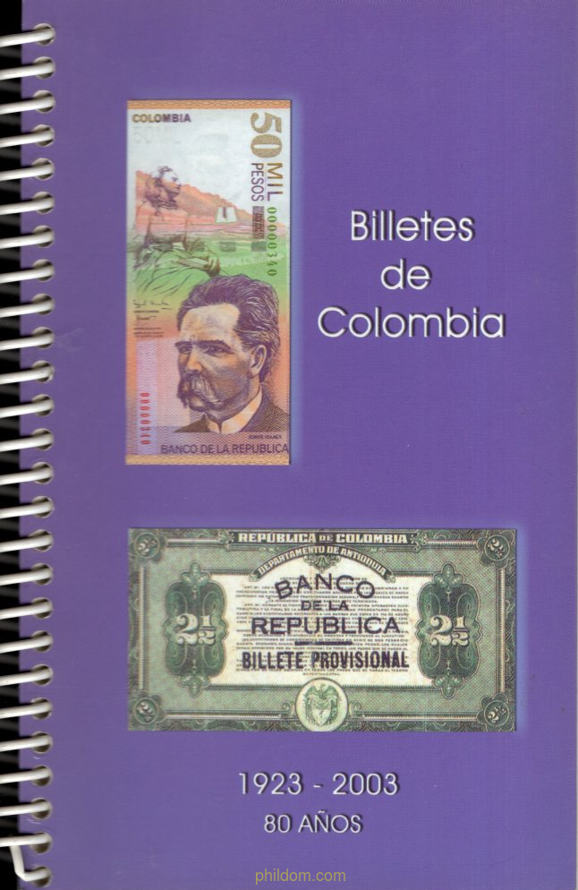 Catalogo de billetes de Colombia 1923 - 2003