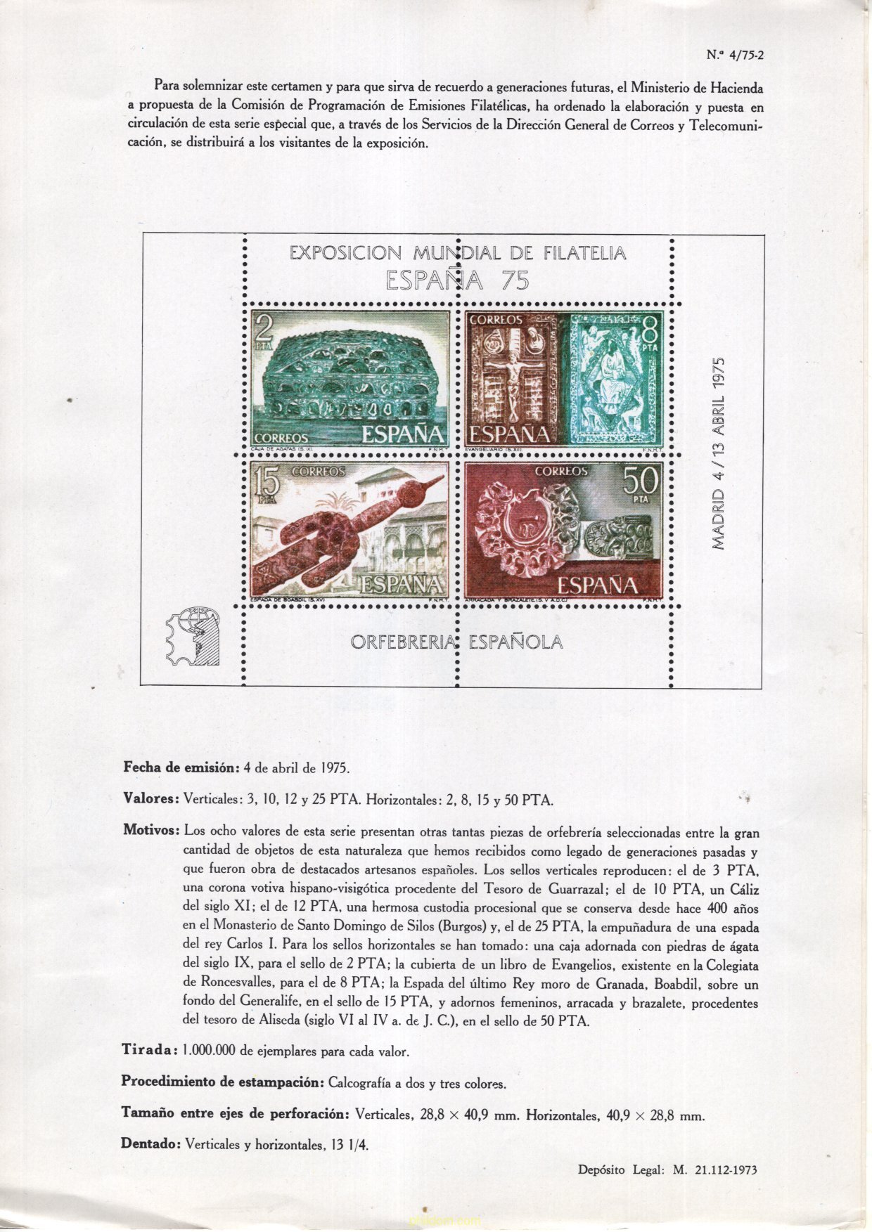 ESPAÑA 75. EXPOSICION FILATELICA INTERNACIONAL