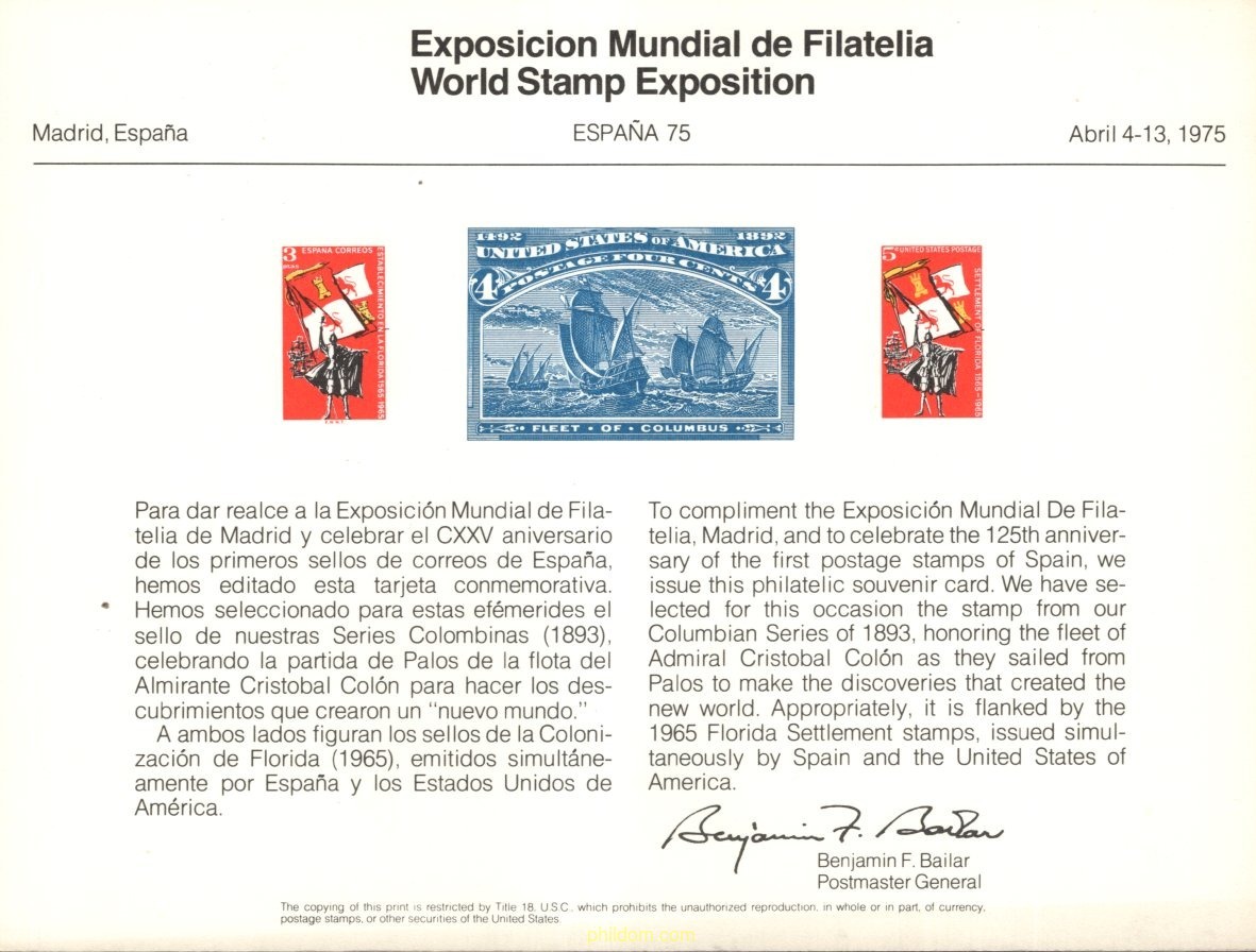 EXPOSICION MUNDIAL DE FILATELIA - ESPAÑA-75