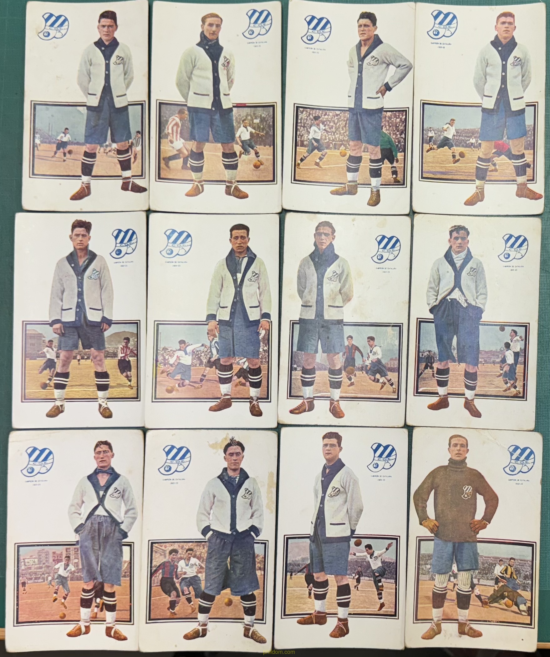 CROMOS FUTBOL 12 TARJETAS POSTALES CLUB DEPORTIVO ESPAÑOL - SERIE C - CHOCOLATE AMATLLER - AÑO 1923 - 1/12