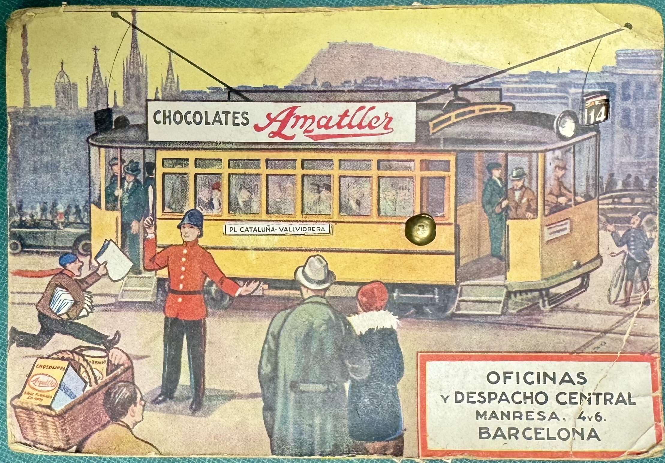 CHOCOLATES AMATLLER NUMERACION E ITINERARIO DE LOS TRANVÍAS DE BARCELONA