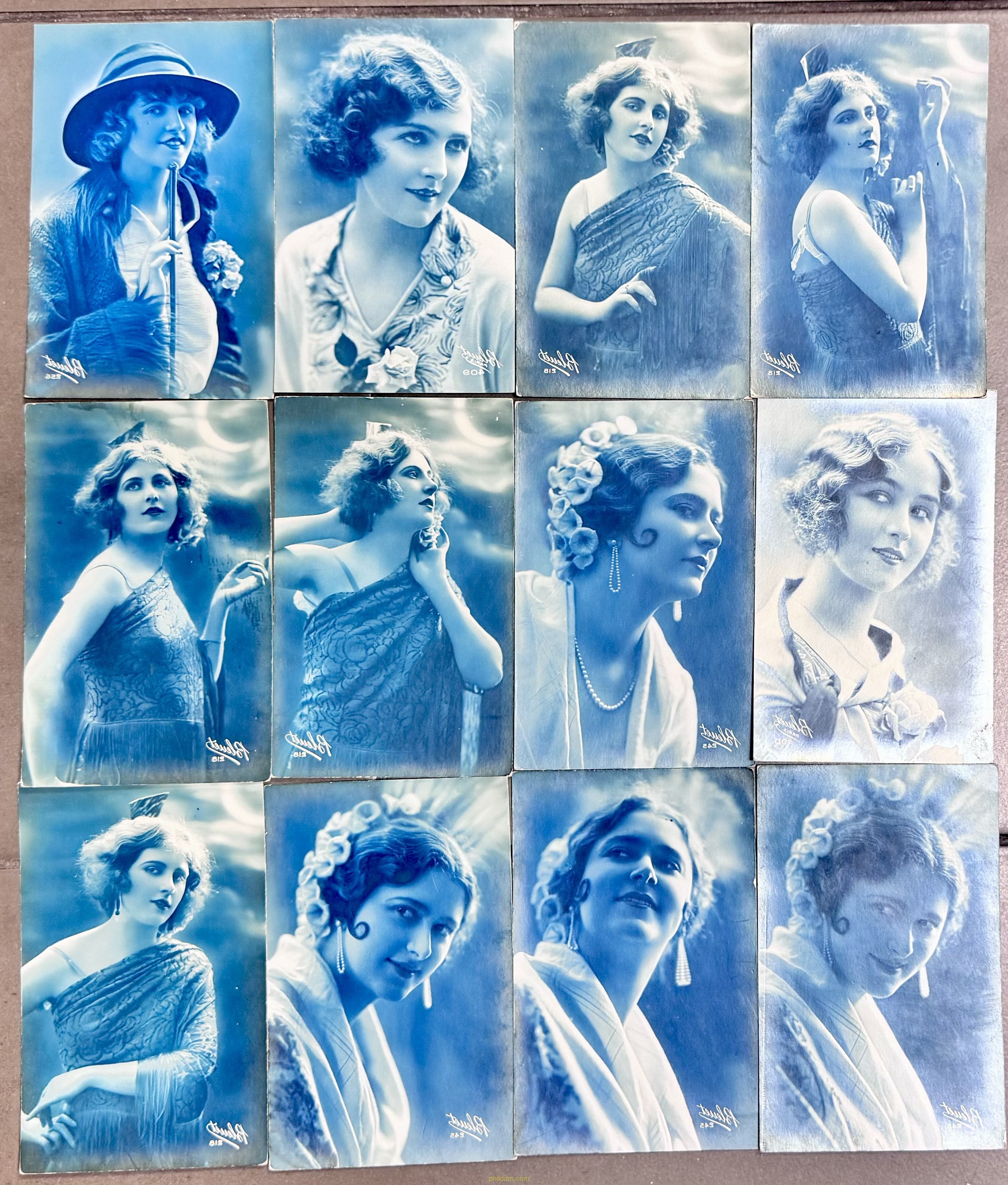 LOTE DE 12 POSTALES BLEUET AÑOS 20