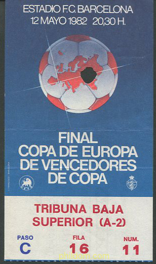 ENTRADAS FINAL COPA DE EUROPA DE VENCEDORES DE COPA 1982