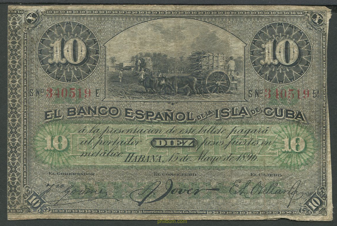 CUBA 10 PESOS 1896