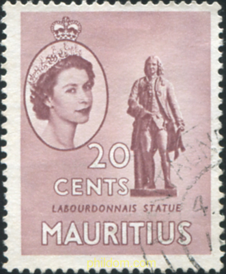 sello MOTIVOS VARIOS. REINA ISABEL II de MAURICIO año 1953. , Nacional , Nacional