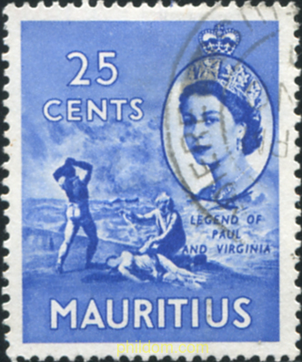 sello MOTIVOS VARIOS. REINA ISABEL II de MAURICIO año 1953. , Nacional , Nacional