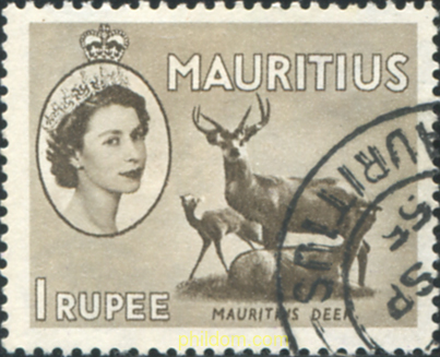 sello MOTIVOS VARIOS. REINA ISABEL II de MAURICIO año 1953. , Nacional , Nacional