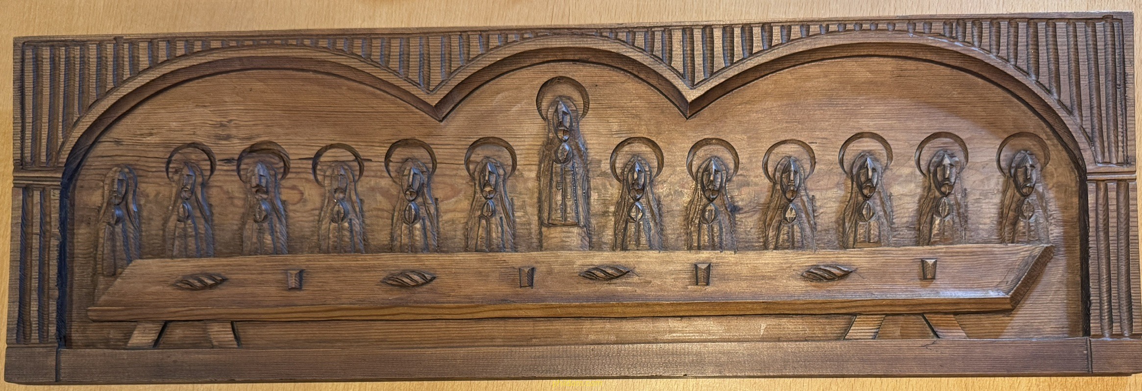 TALLA DE MADERA ULTIMA CENA - SANTA CENA 70cm x 22Xcm RETABLO