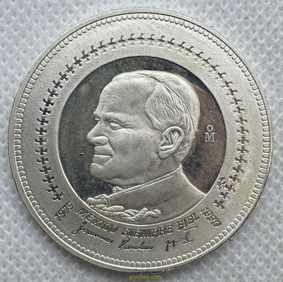 MEDALLA MÉXICO 1990 JUAN PABLO II ANTIGUA BASÍLICA DE GUADALUPE