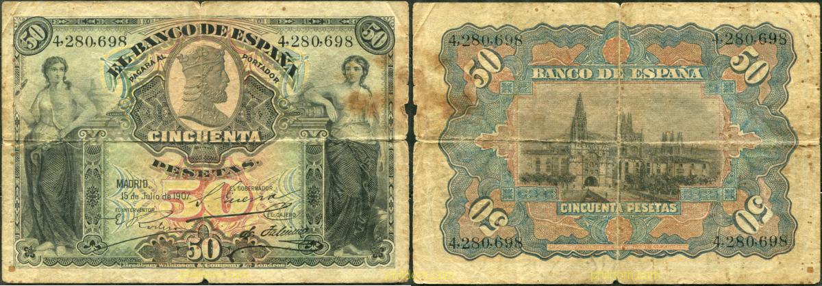50 PESETAS ALFONSO XIII 15 JULIO 1907