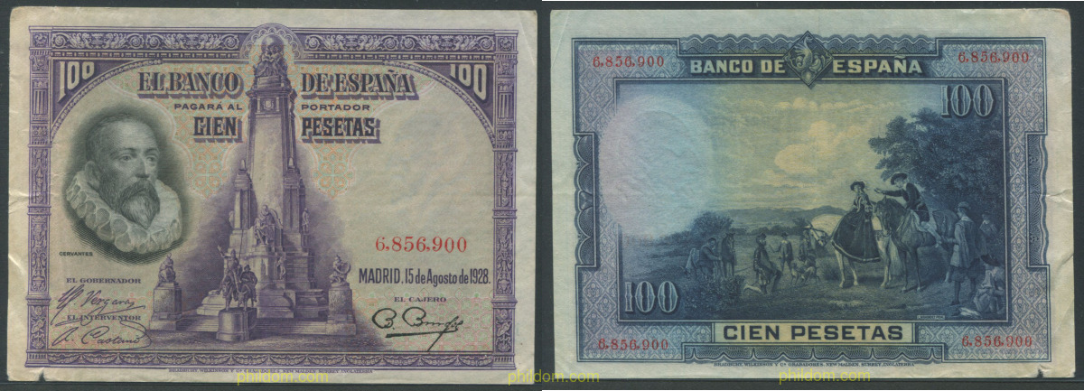 100 PESETAS 1928 CERVANTES