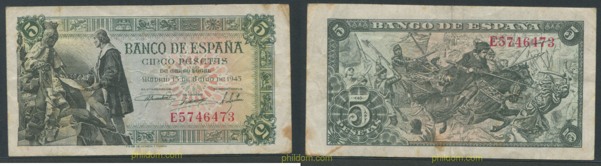 5 Pesetas Estado español 15 Junio de 1945