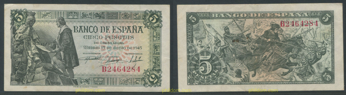 5 Pesetas Estado español 15 Junio de 1945
