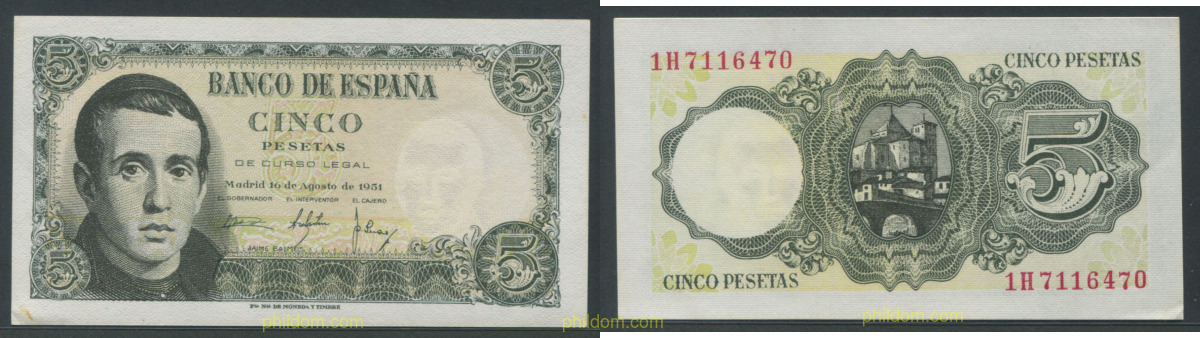 5 Pesetas 16 de agosto 1951 - JAIME BALMES