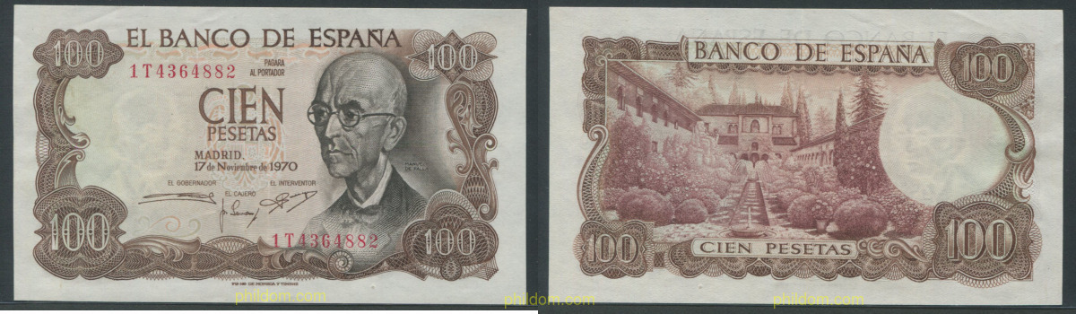 100 PESETAS MANUEL FALLA 1970