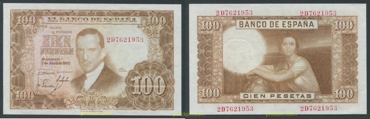100 Pesetas 7 de abril de 1953 - Julio Romero de Torres