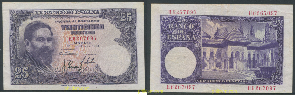 25 Pesetas 22 de julio 1954 - Isaac Albeniz