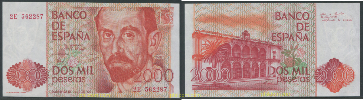 2000 Pesetas 22 de julio de 1980 - Juan Ramon Jimenez
