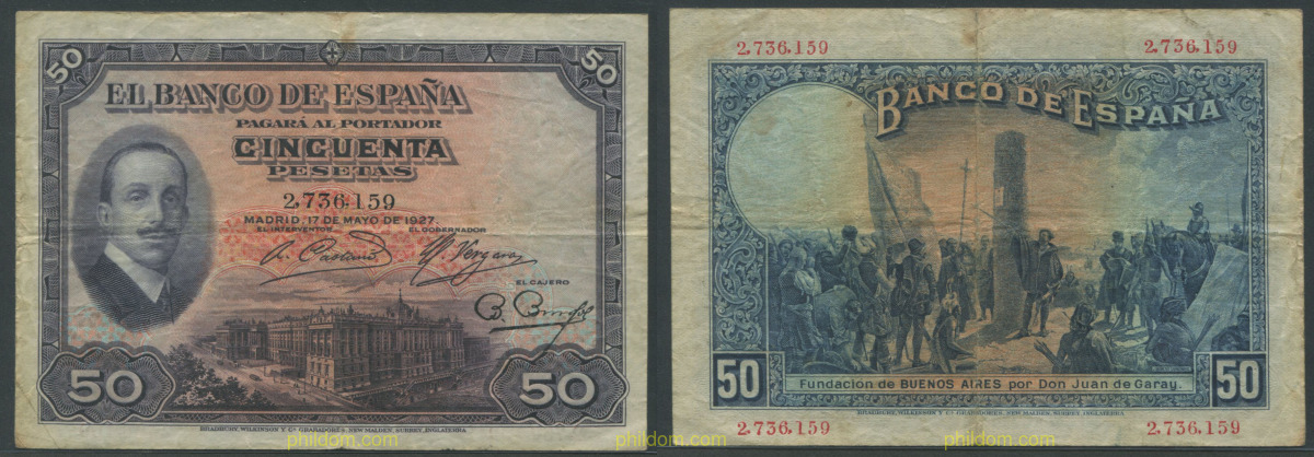 50 PESETAS 1927 SELLO REPUBLICA
