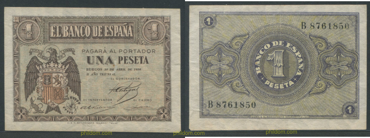 1 Peseta Estado español 28 de febrero 1938
