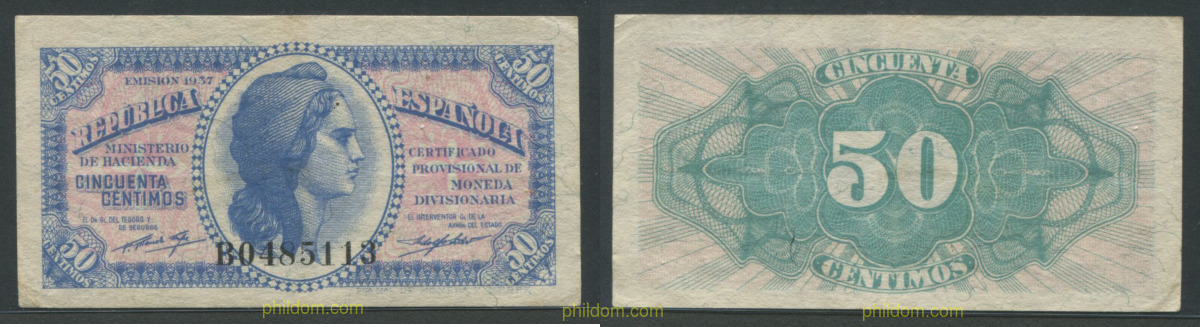 50 CENTIMOS 1937 REPUBLICA ESPAÑOLA PLANCHA