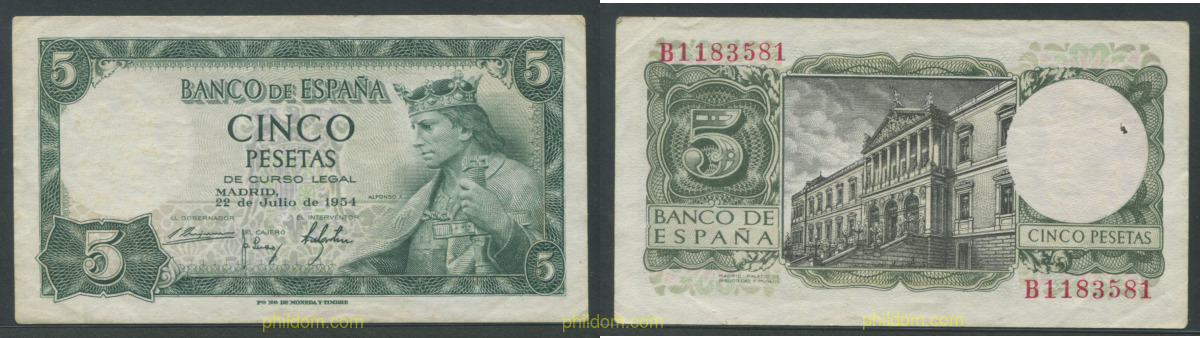 5 pesetas Alfonso X 1954