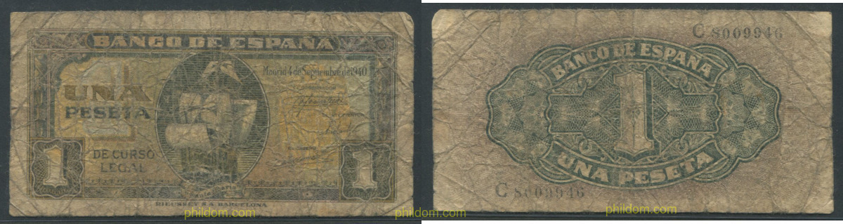 1 Peseta Estado español 4 de septiempre 1940