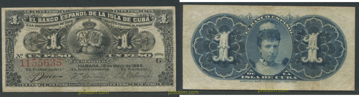 1 PESO BANCO ESPAÑOL DE LA ISLA DE CUBA 1896