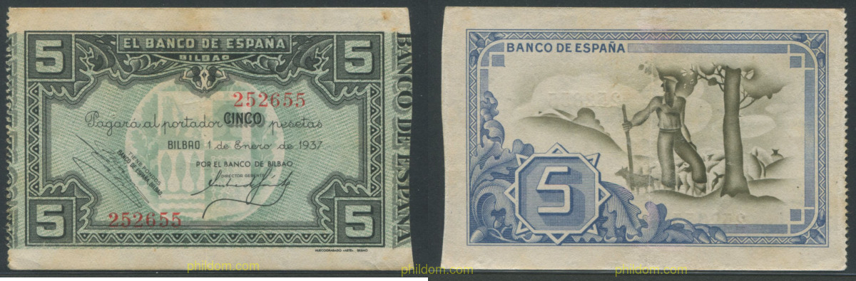 BANCO DE ESPAÑA (BILBAO) 5 PESETAS 1937