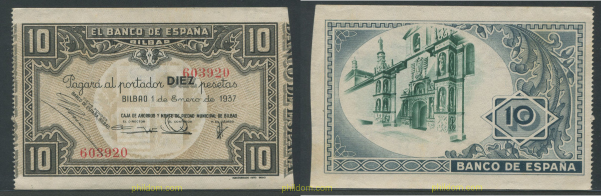 BANCO DE ESPAÑA (BILBAO) 10 Pesetas 1937