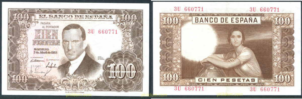 100 Pesetas 7 de abril de 1953 - Julio Romero de Torres