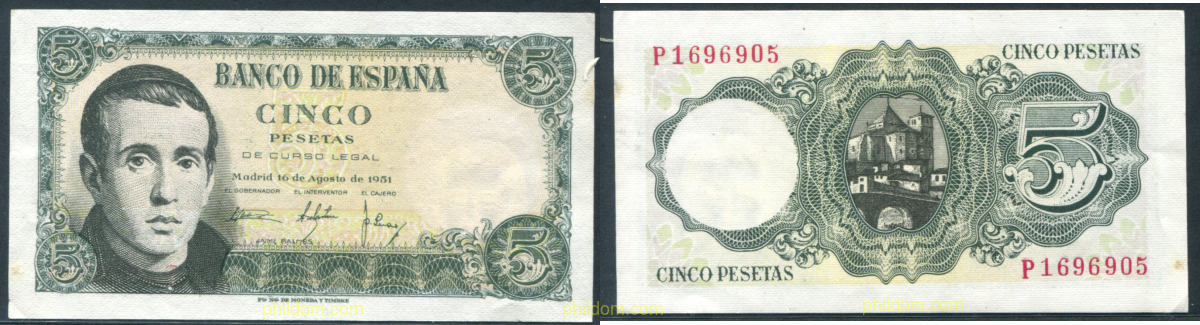 5 Pesetas 16 de agosto 1951 - JAIME BALMES