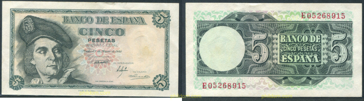 5 PESETAS 1948 - MADRID SN M