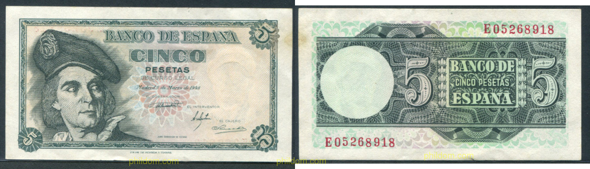 5 PESETAS 1948 - MADRID SN M